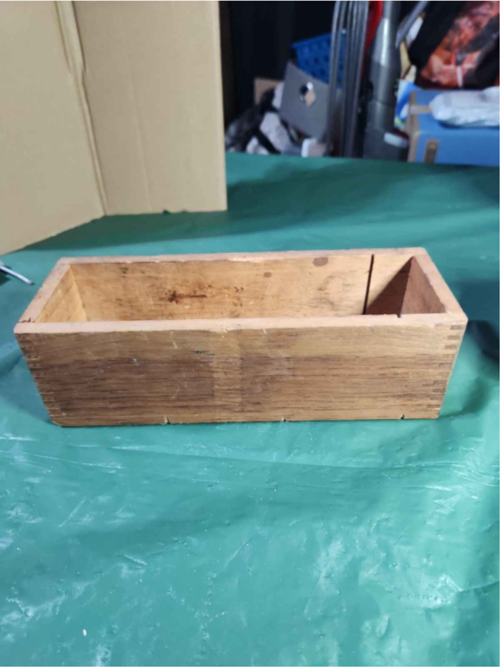 Wood Dovetail Divided Box Farmhouse Rustic Storage Organizer